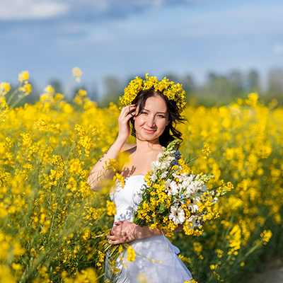 Brudekjoler Boho, gule blomster