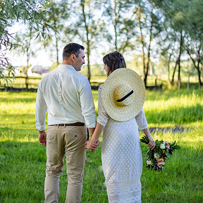 Wedding dress Boho, green meadow
