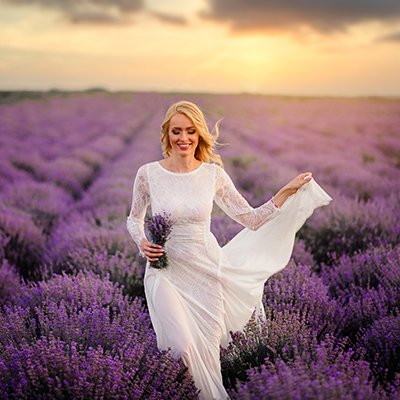 Wedding dress Boho, lavender