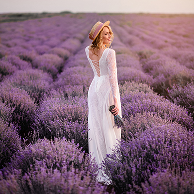 Wedding dress Boho, lavender